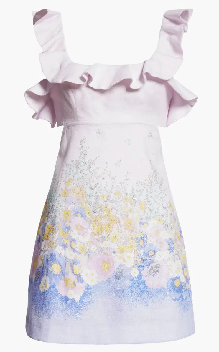 Zimmermann Floral Print Linen Mini Dress Size 3 / AU 14 for rent on The Volte - main image