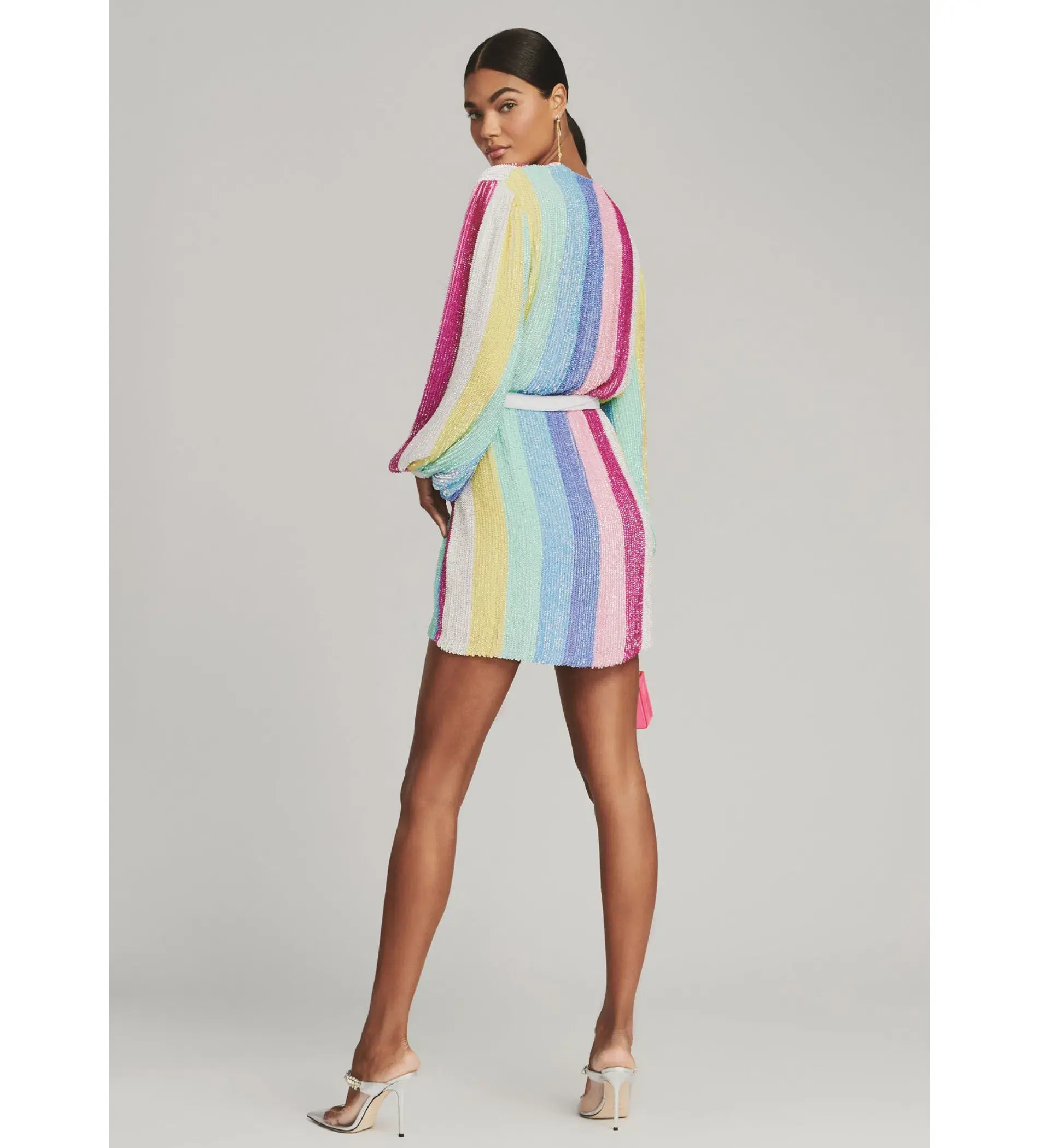 Retrofete Gabrielle Robe Sequin Dress Unicorn Stripe Rainbow Size 8/S - Image 2