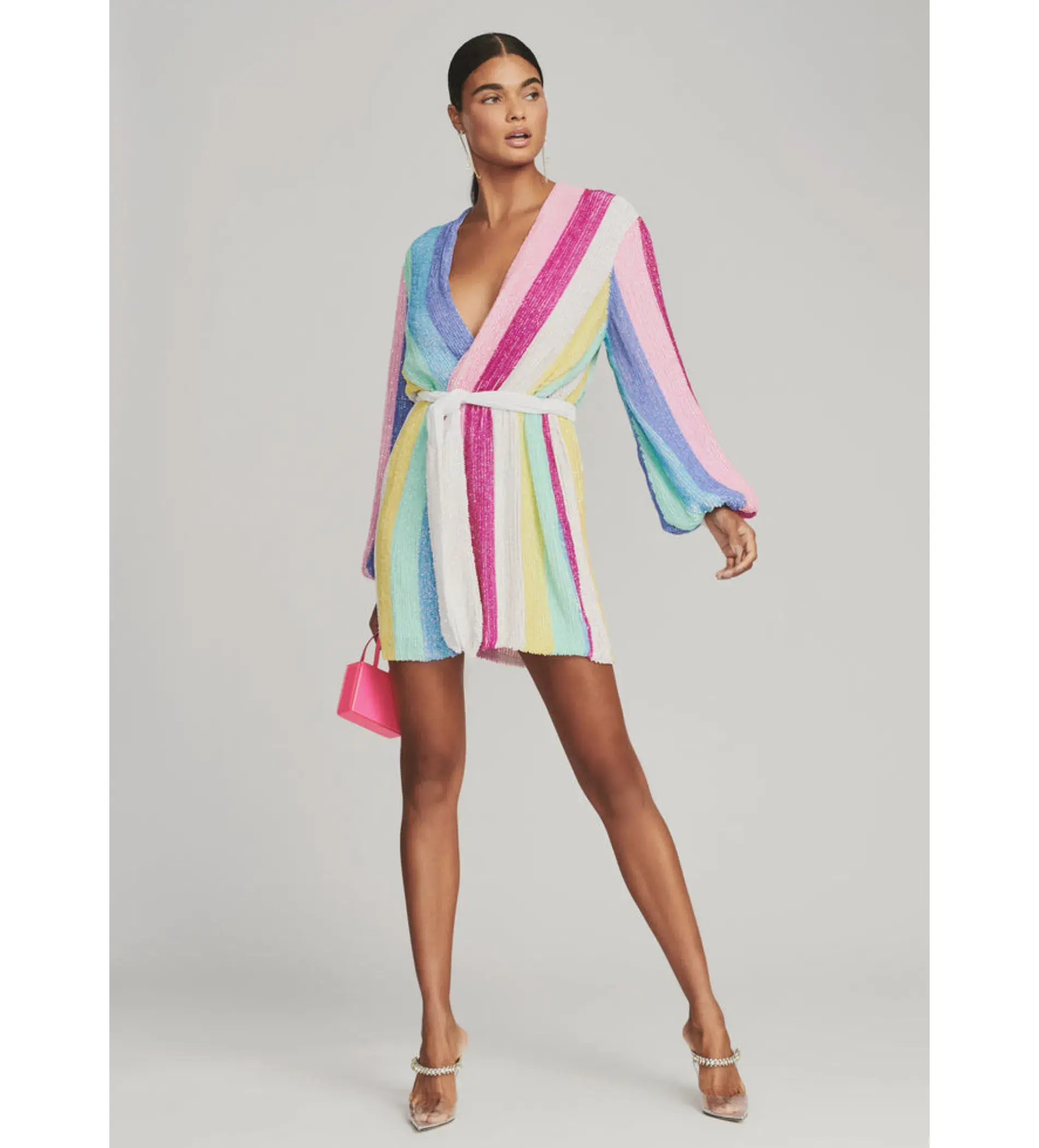 Retrofete Gabrielle Robe Sequin Dress Unicorn Stripe Rainbow Size 8/S - Image 1