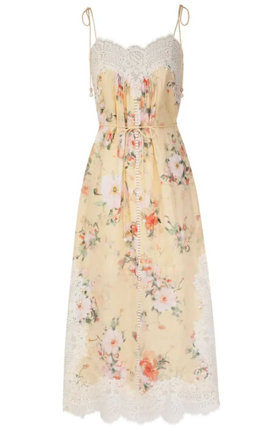 Zimmermann Everley Lace Trim Slip Midi Dress Floral Size AU 14 for rent on The Volte - main image