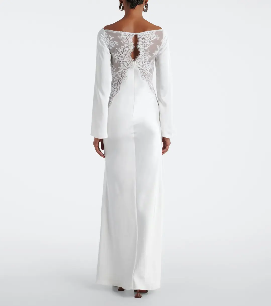 Self-Portrait x Christopher Kane Lace Trimmed Satin Gown White Size 10 for rent on The Volte - main image