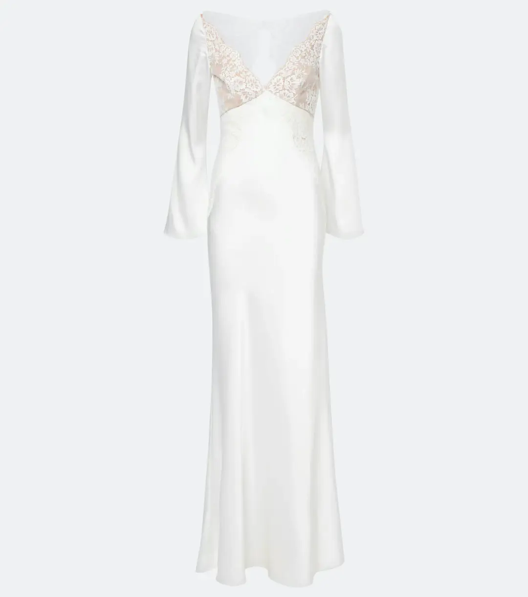 Self-Portrait x Christopher Kane Lace Trimmed Satin Gown White Size 10 for rent on The Volte - main image