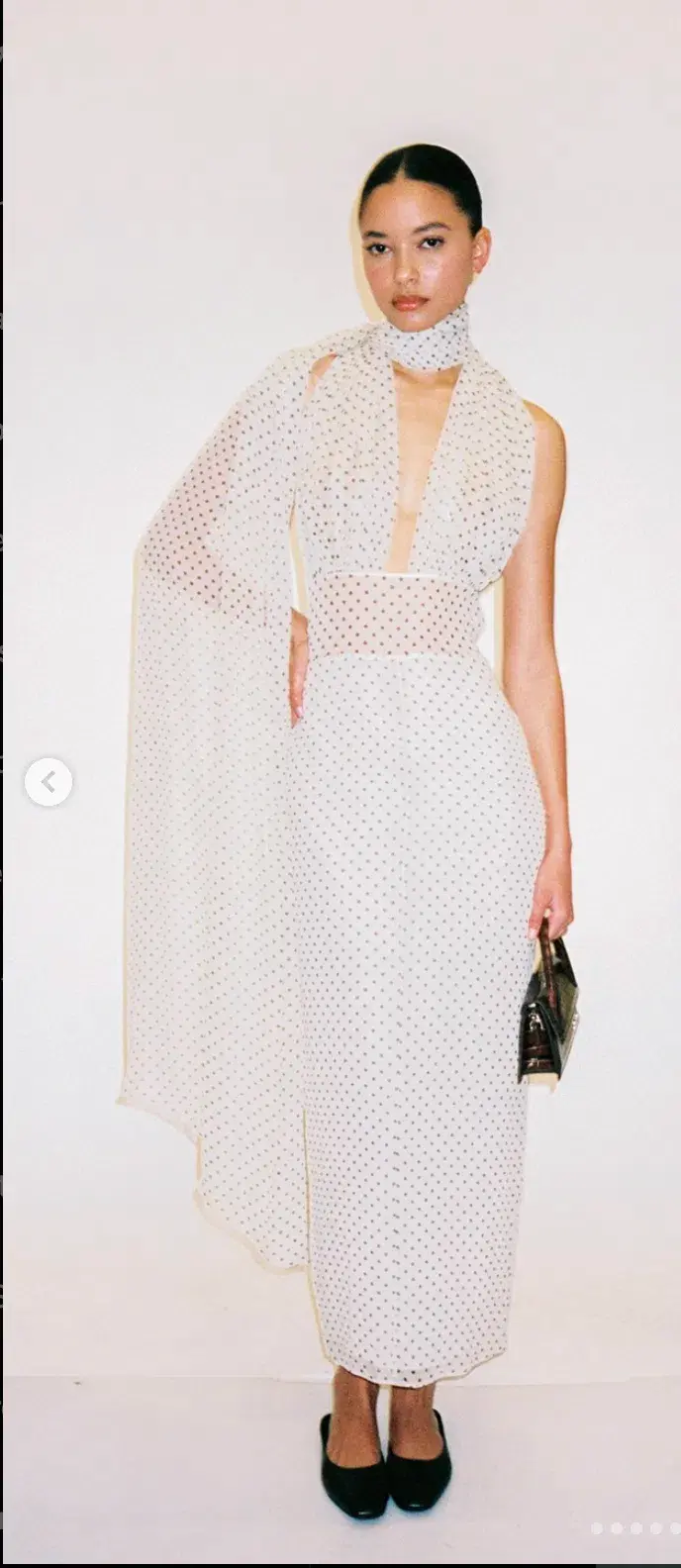 Helsa The Scarf Silk Chiffon Midi Dress Polka Dot Size 6 - Image 2
