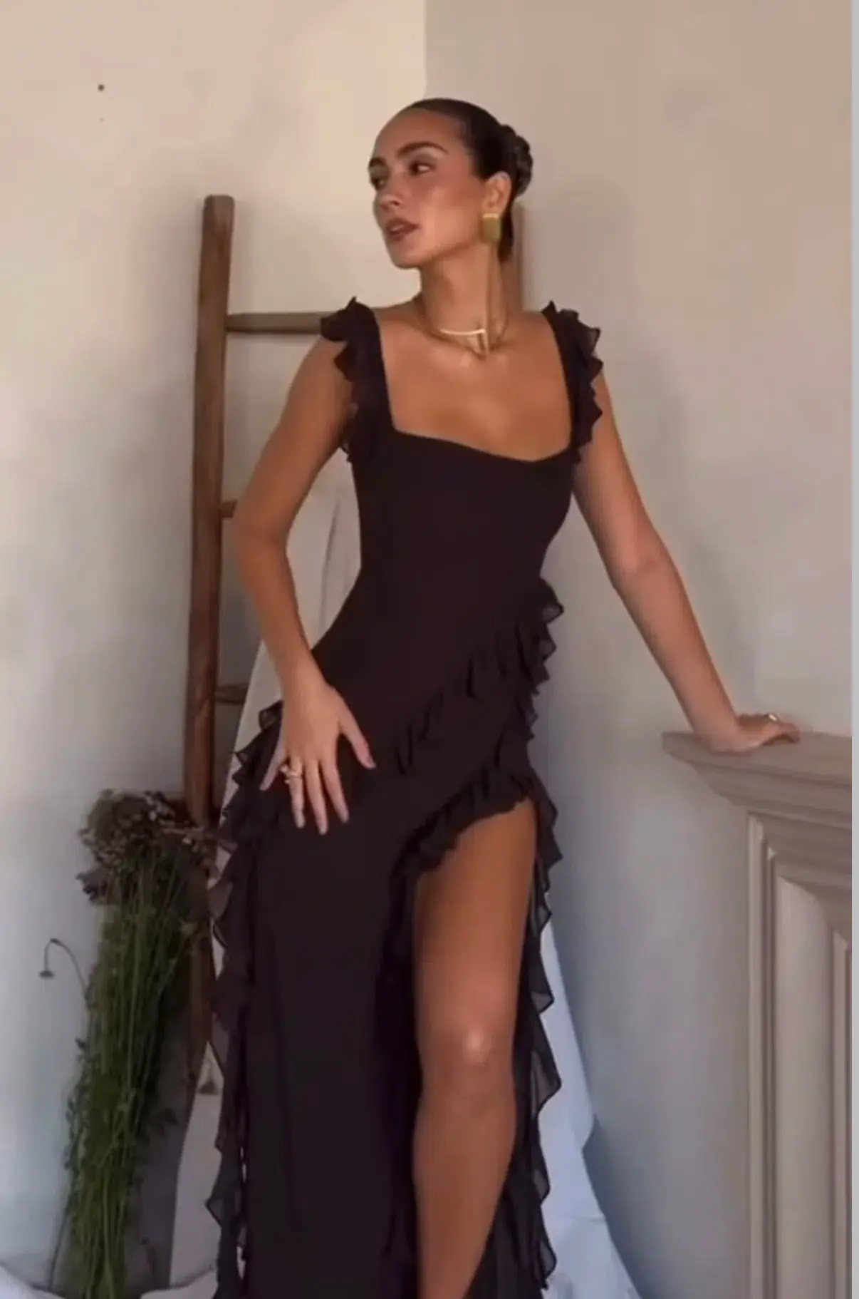 House of CB Ariela Espresso Ruffle Maxi Size AU 10 - Image 4