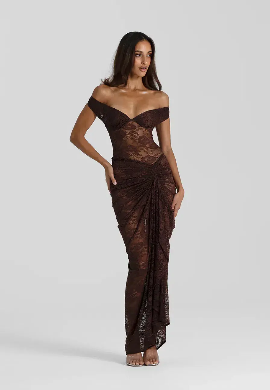 Natalie Rolt Aubrey Maxi Dress Espresso Size 1 / AU 6-8 - Image 1