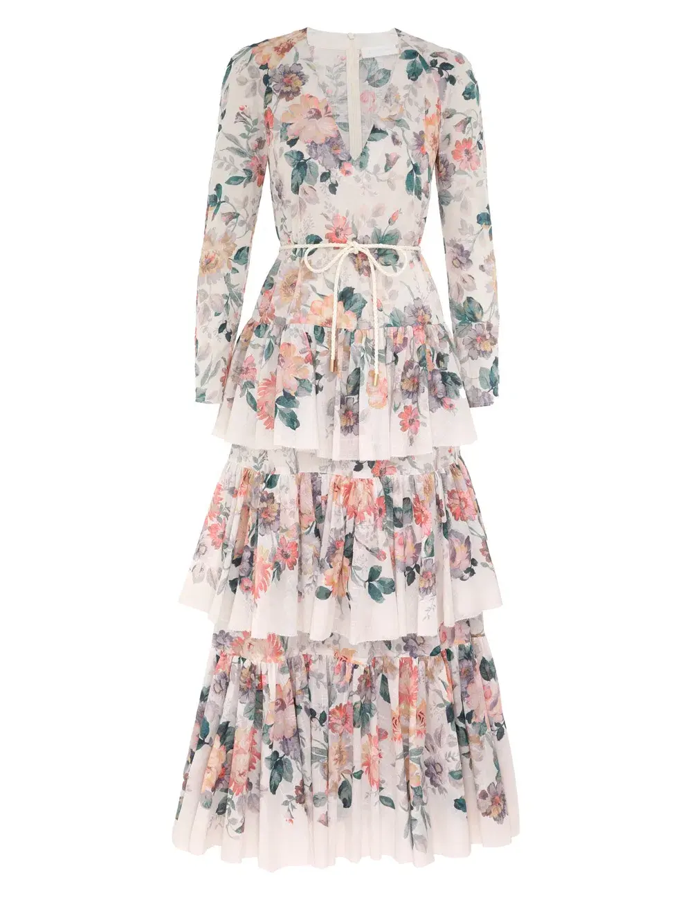 Zimmermann Acacia Tiered Maxi Dress Cream Multi Floral Size 14 - Image 1