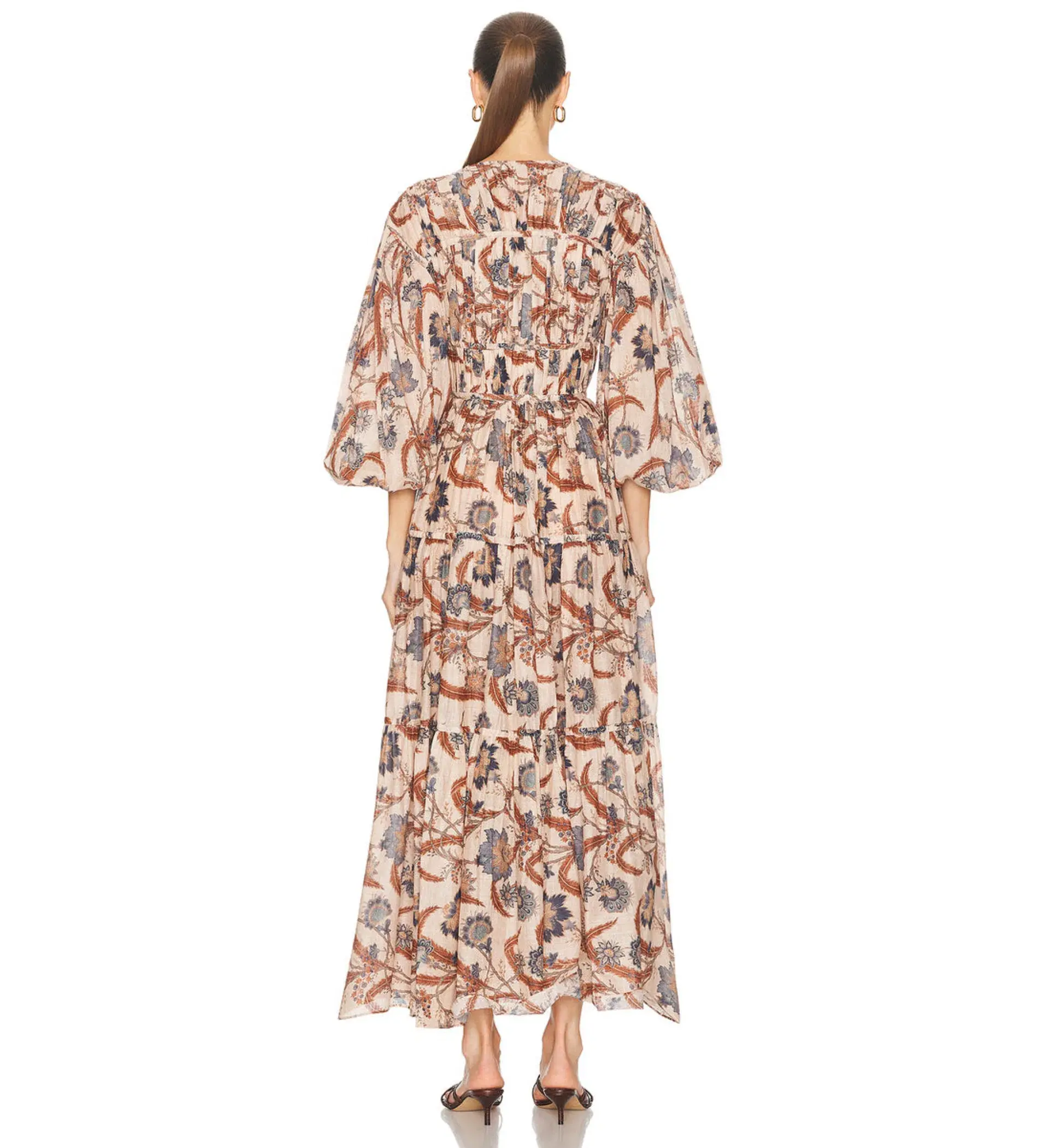 Zimmermann Ascension Tie Billow Maxi Dress Blue Indienne Floral Size 3/Au 14 - Image 2