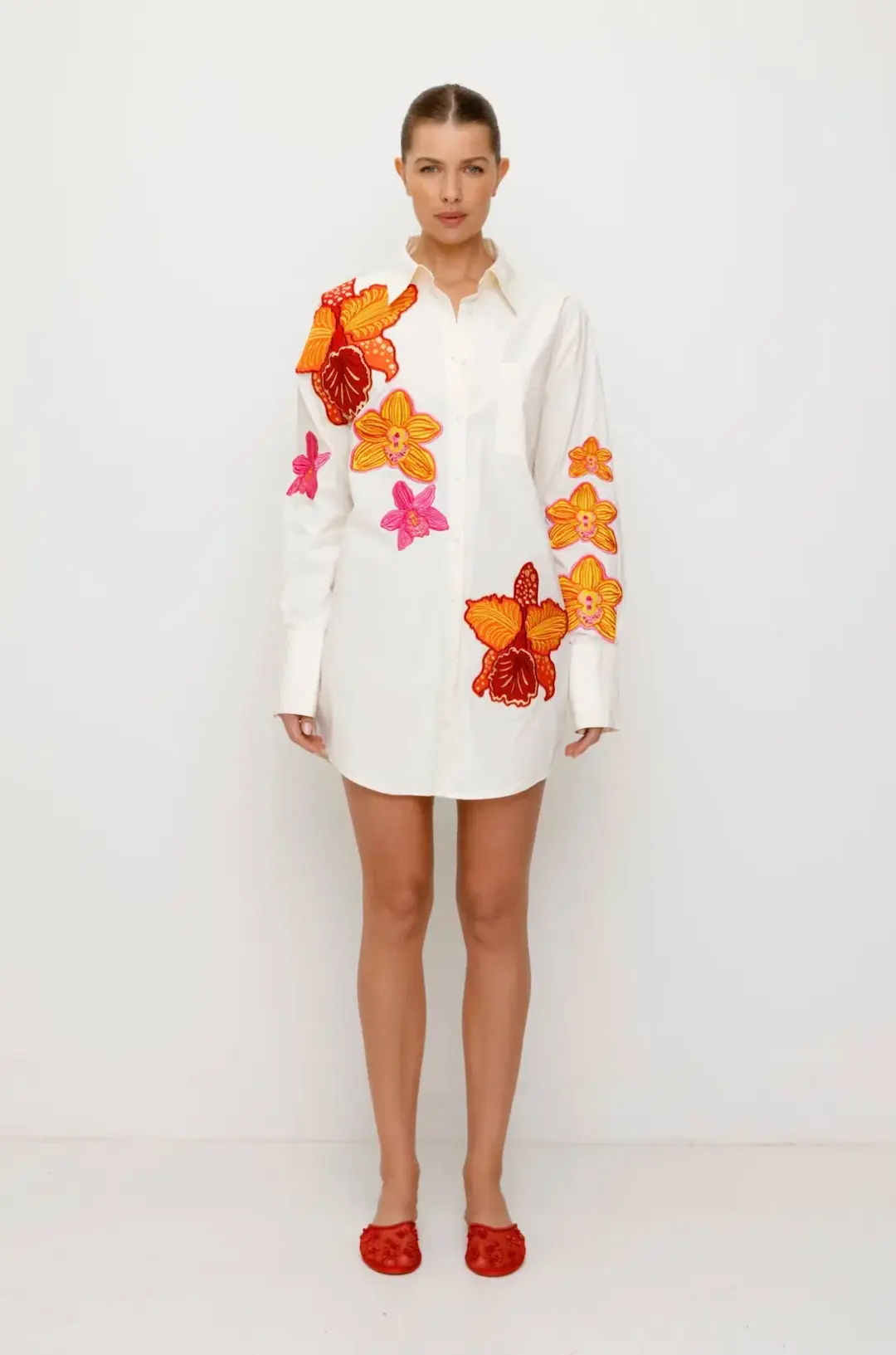 Ela Shirt Dress in White Size AU 8 for rent on The Volte - main image