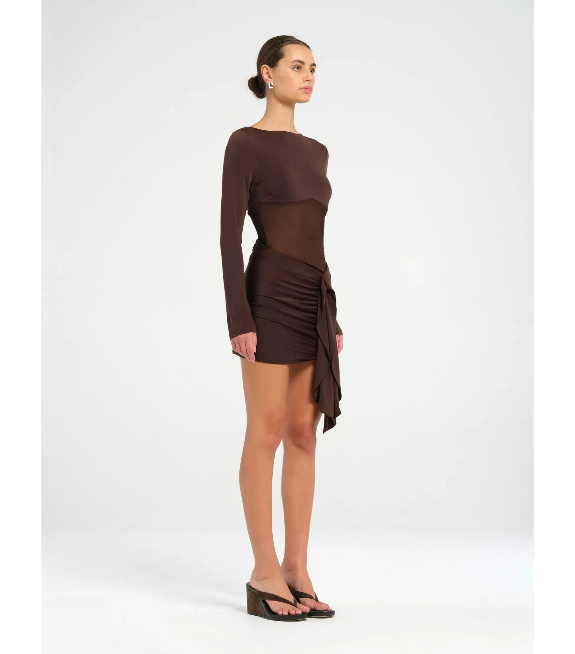 Benni Juni Mini Dress Chocolate Size AU 6 - Image 2