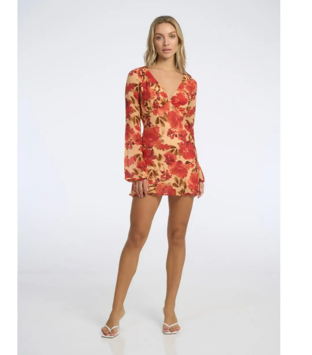 Isabelle Quinn Evelyn Mini Dress in Camellia Floral Print Size AU 8 for rent on The Volte - main image