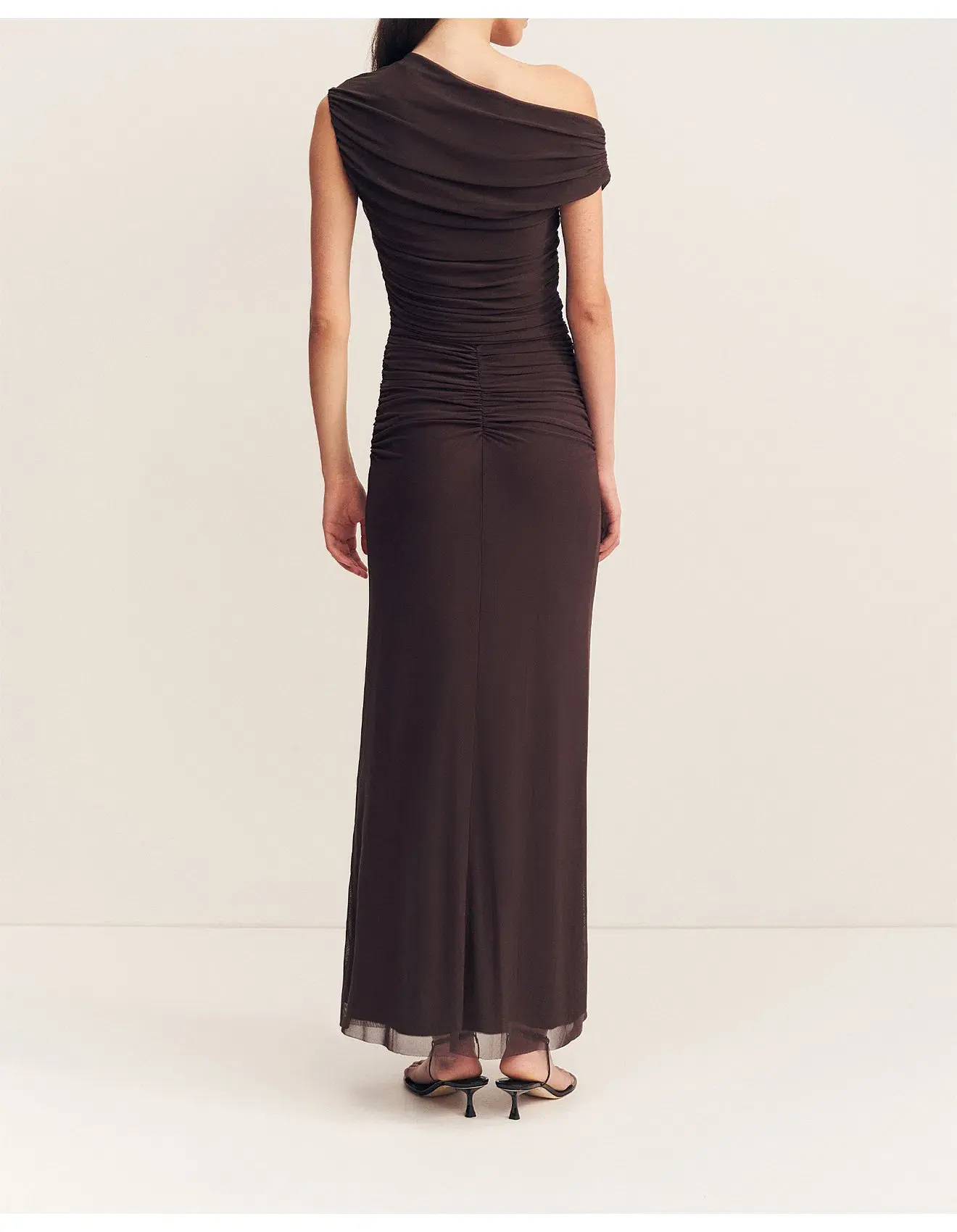 Shona Joy Mira Off Shoulder Maxi Dress Chocolate Brown Size 6 - Image 3