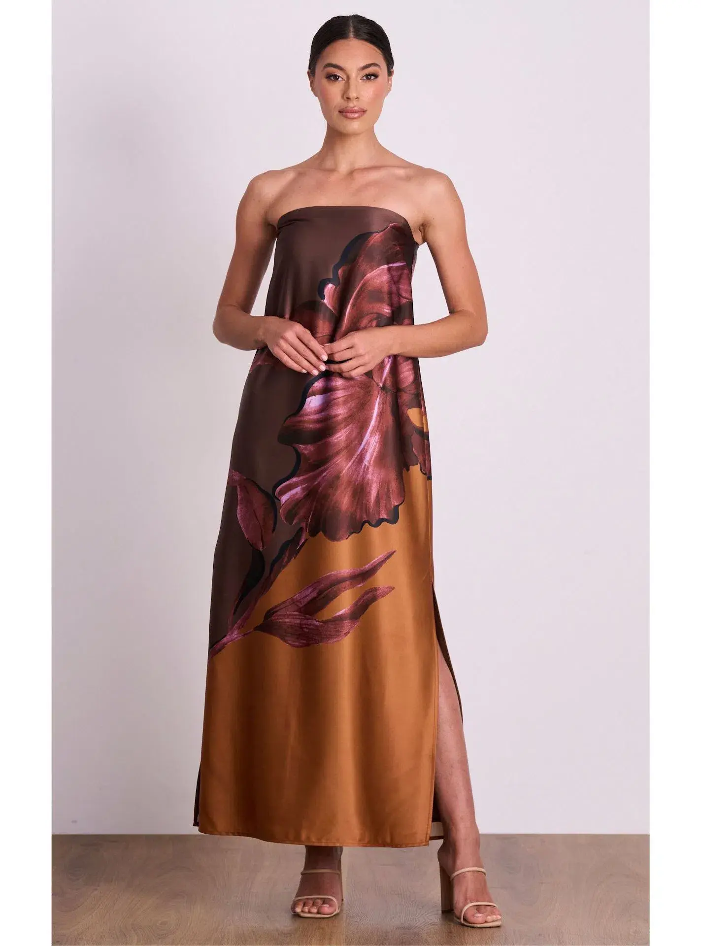 Pasduchas Moon Flower Column Midi Dress Fudge Size 8 - Image 1