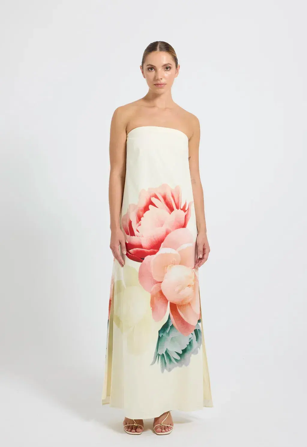 Pasduchas Nostalgia Strapless Maxi Dress Cream Size 8 for rent on The Volte - main image