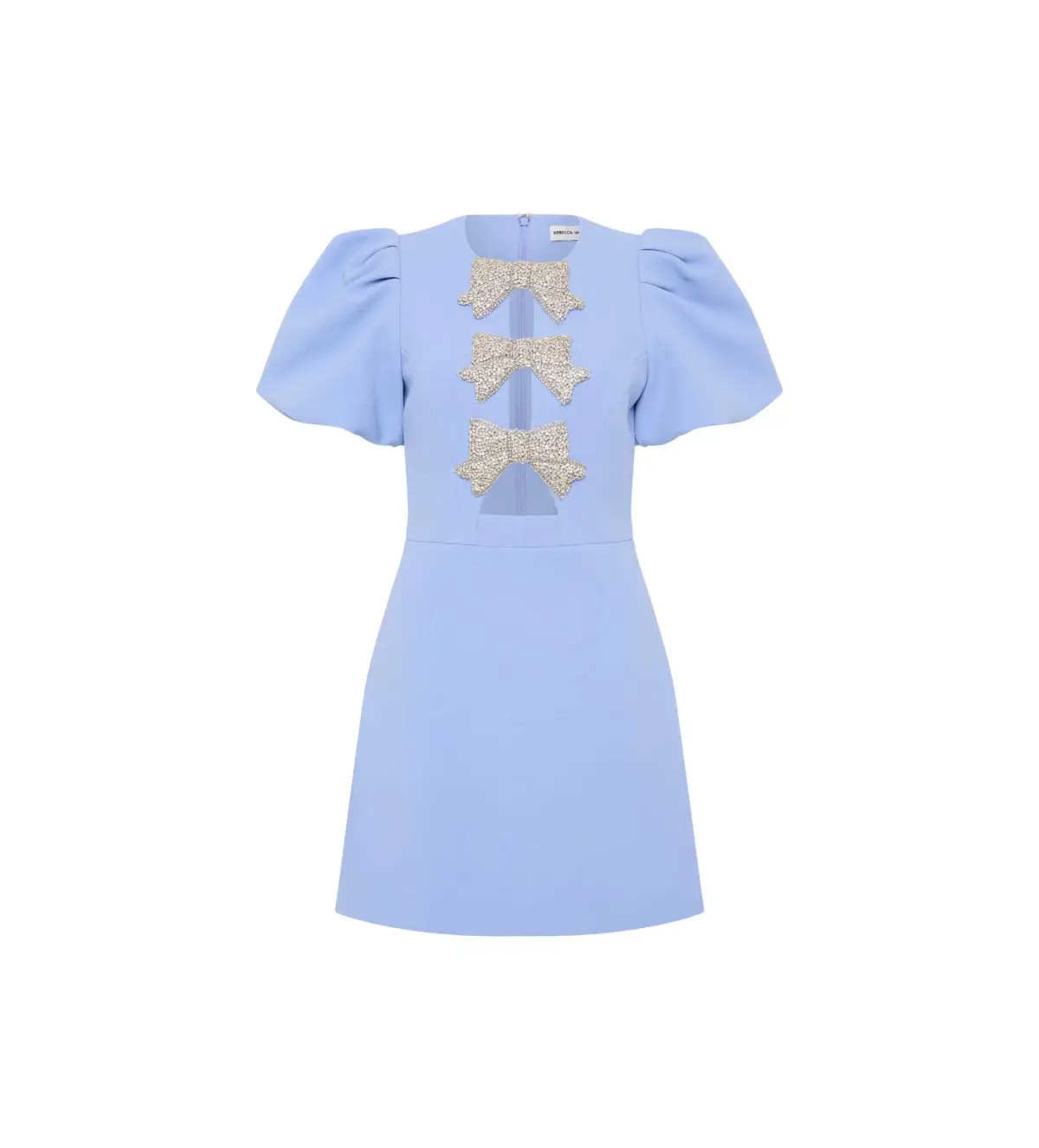 Rebecca Valance Juliana Puff Sleeve Mini Dress in Blue Size AU 4 - Image 6