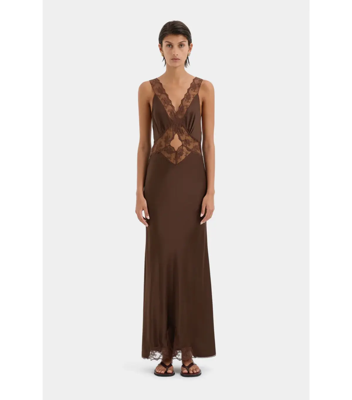 Sir the Label Aries Cut Out Dress Chocolate Size 3 / AU 12 - Image 1
