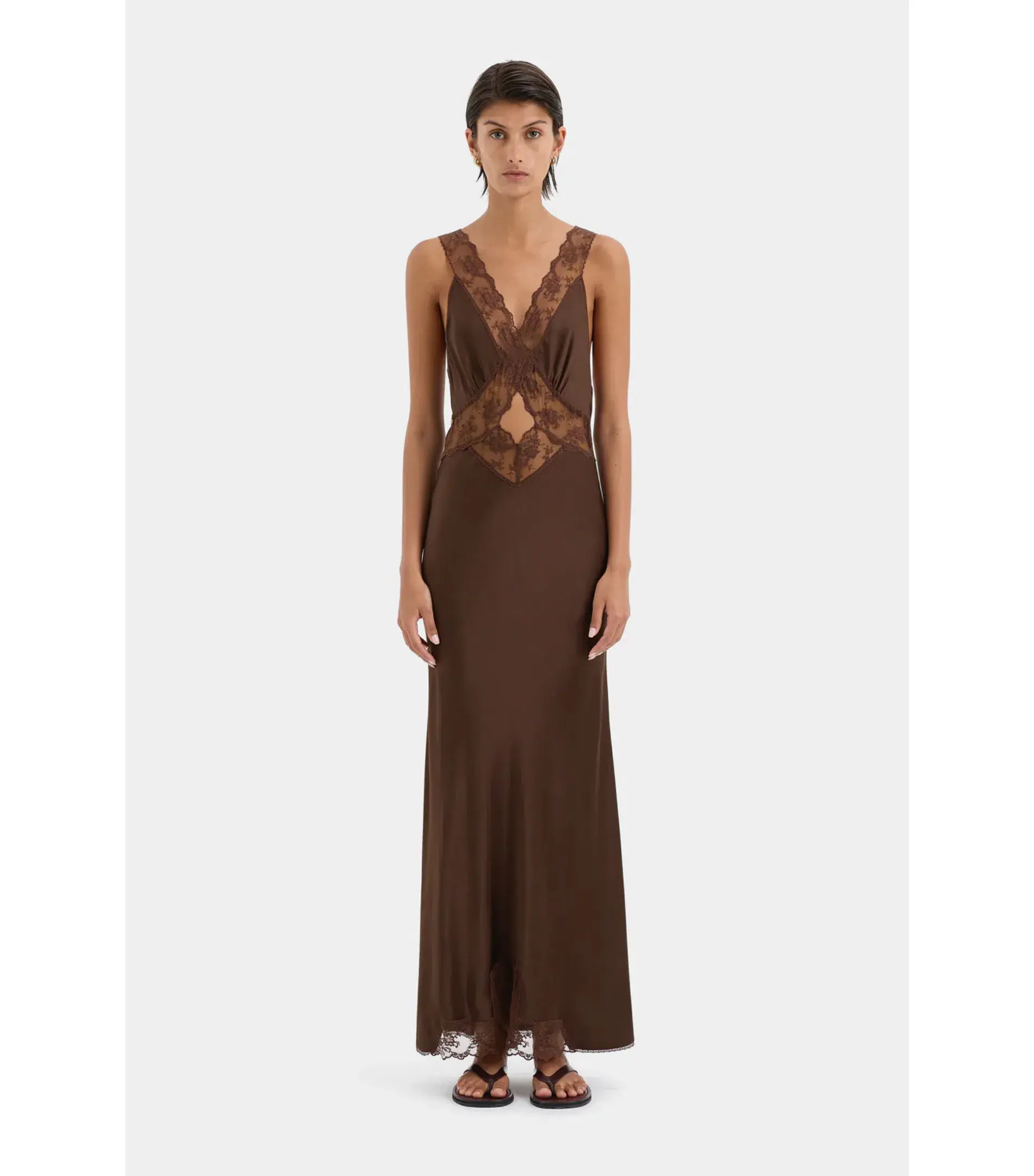 Sir the Label Aries Cut Out Dress Chocolate Size 3 / AU 12 - Image 1