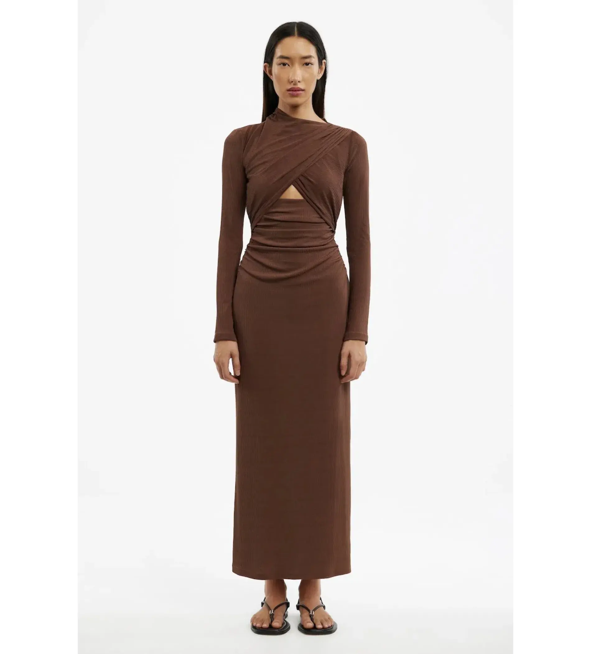 Significant Other Gabriana Long Sleeve Midi Dress in Brown Size AU 10 - Image 1
