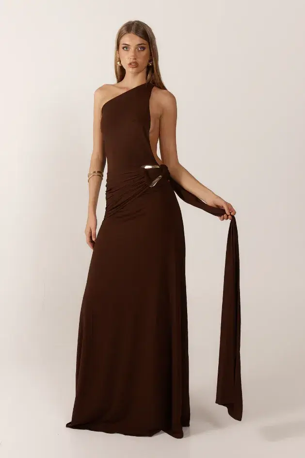 Ance Gria Gaia Gown Brown Size 8 for rent on The Volte - main image