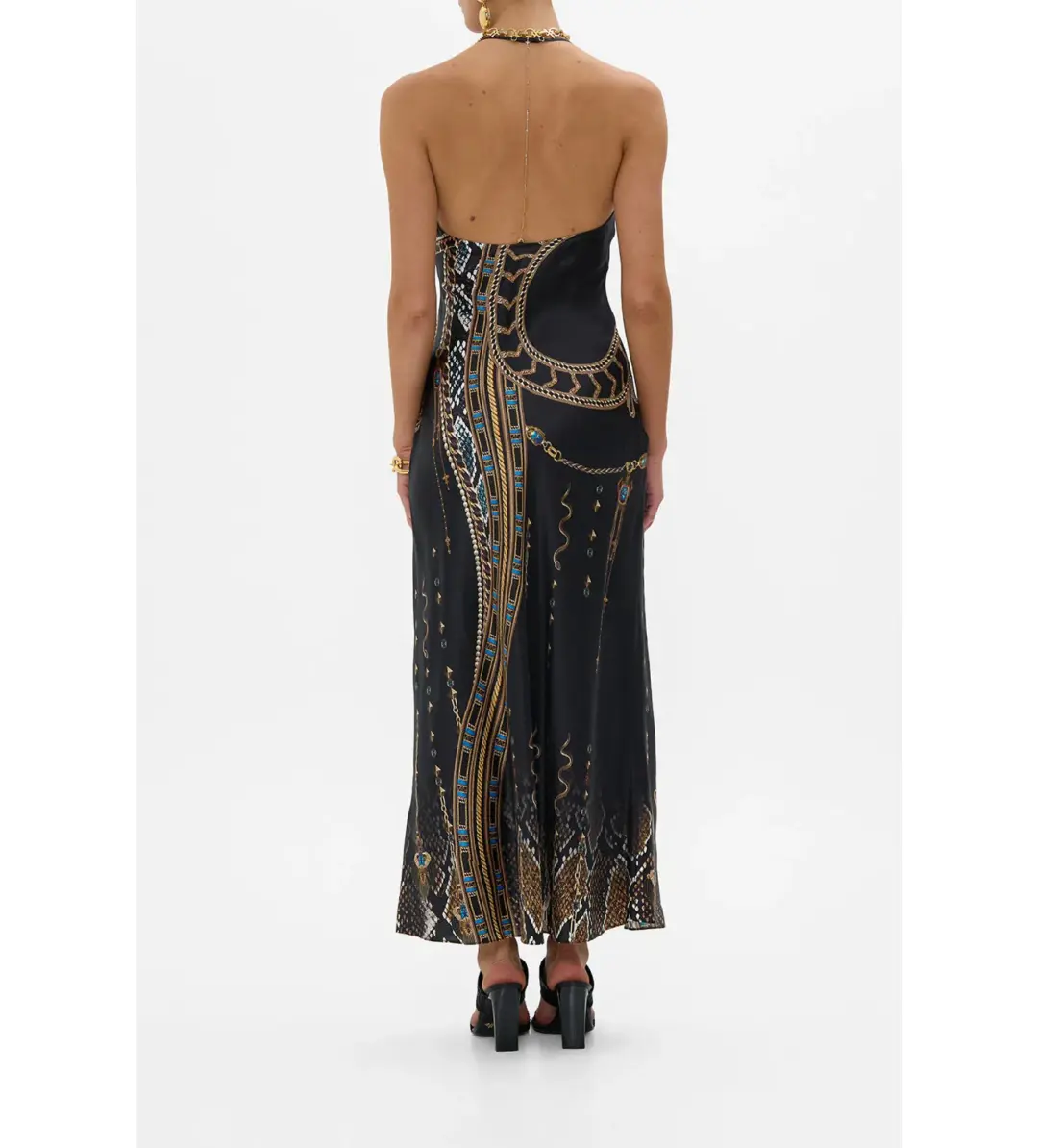 Camilla Chain Detail Slip Dress in Call Me Cleopatra Size  for rent on The Volte - main image