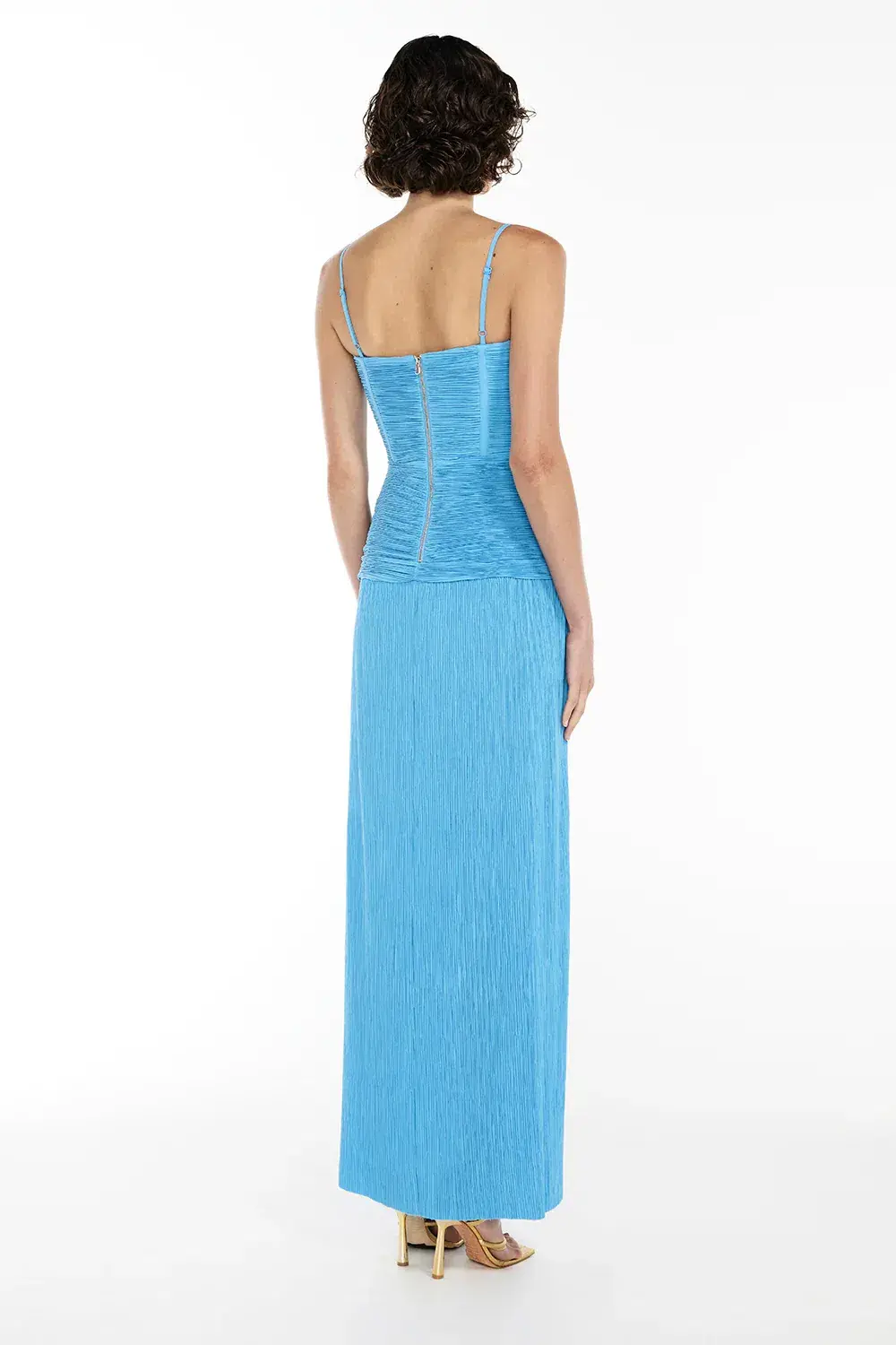 Manning Cartell Double Time Pleat Maxi Dress Cerulean Blue Size 8 - Image 3