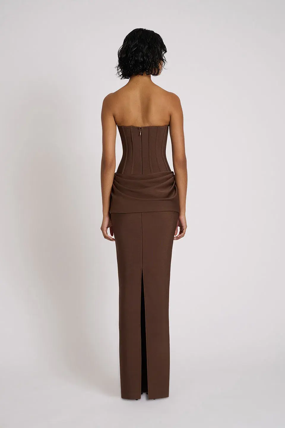 Eliya The Label Hilda Full Length Gown Chocolate Brown Size 8 for rent on The Volte - main image