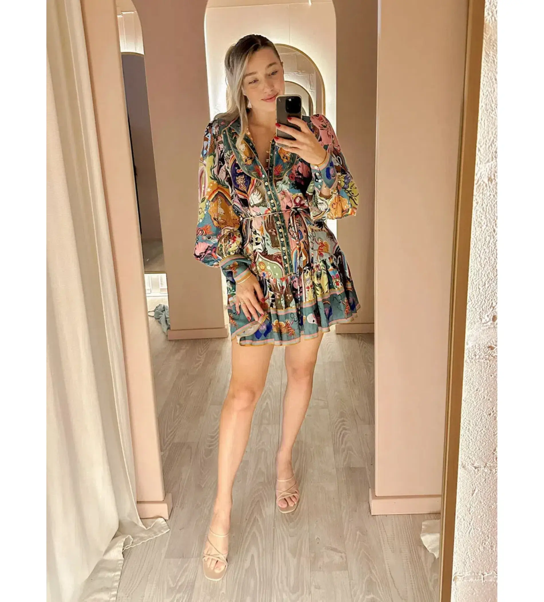 Alemais Evergreen Mini Dress In Multi Print Size 10 - Image 5