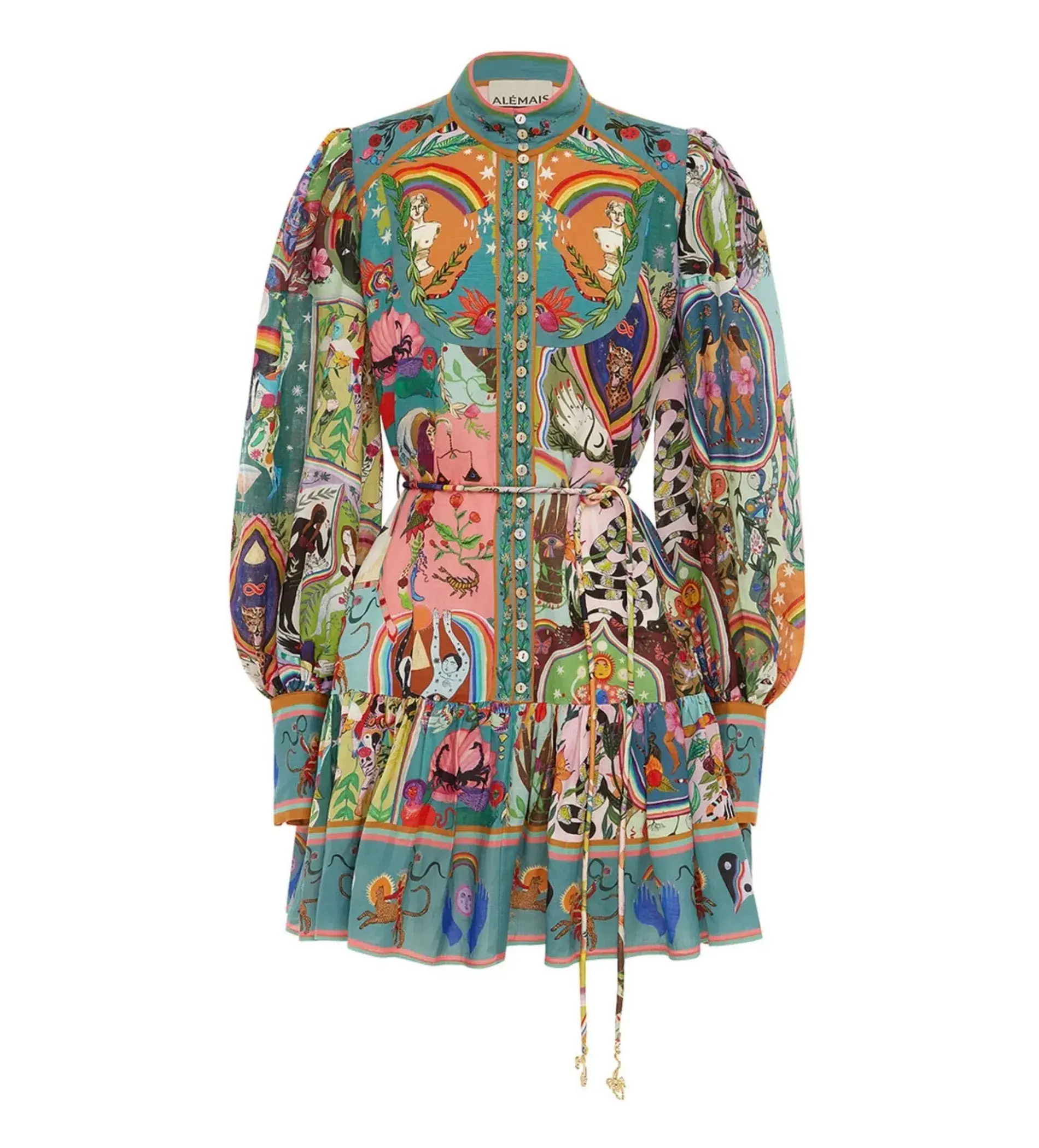 Alemais Evergreen Mini Dress In Multi Print Size 10 - Image 7