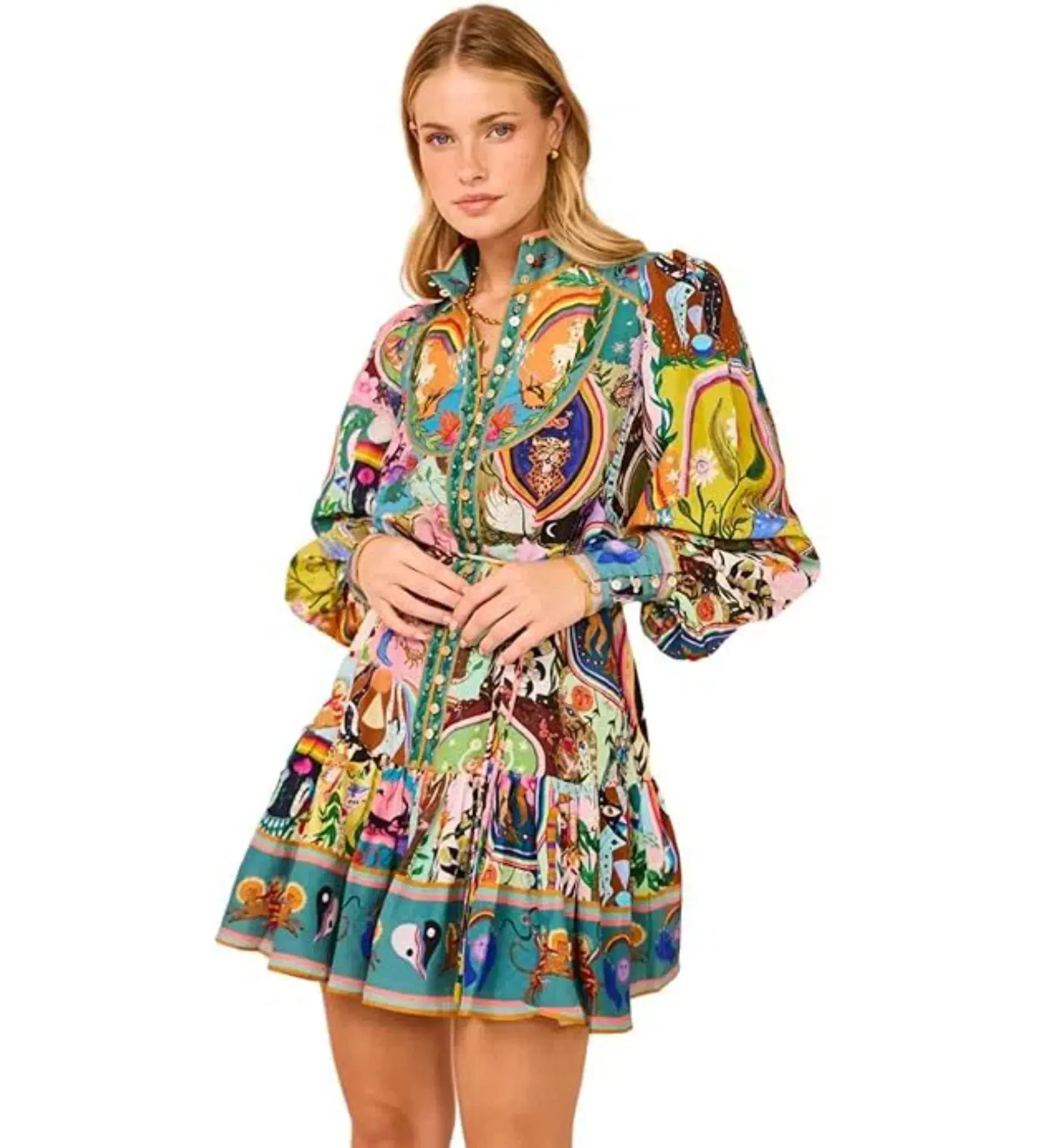 Alemais Evergreen Mini Dress In Multi Print Size 10 - Image 2