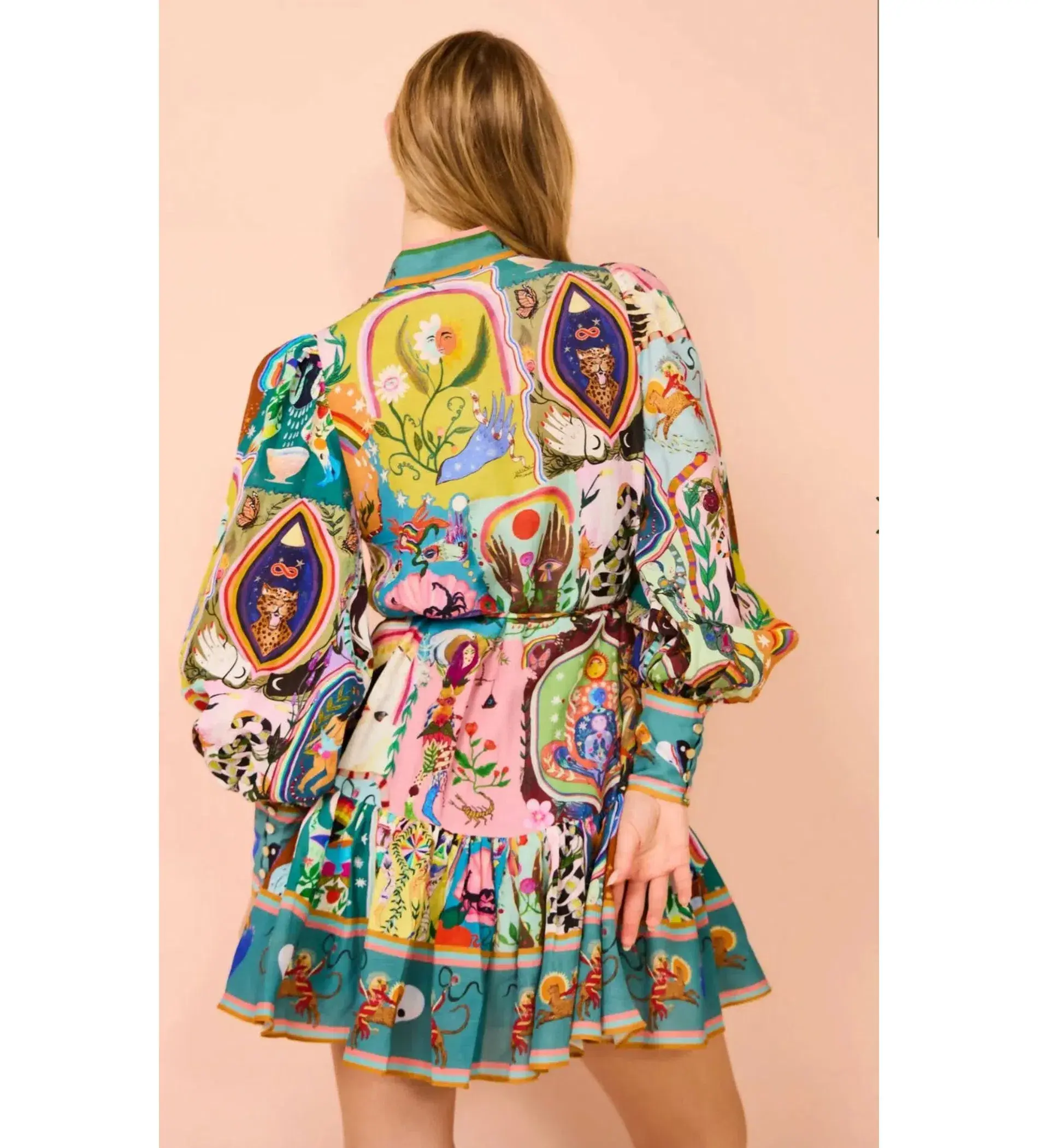 Alemais Evergreen Mini Dress In Multi Print Size 10 - Image 6