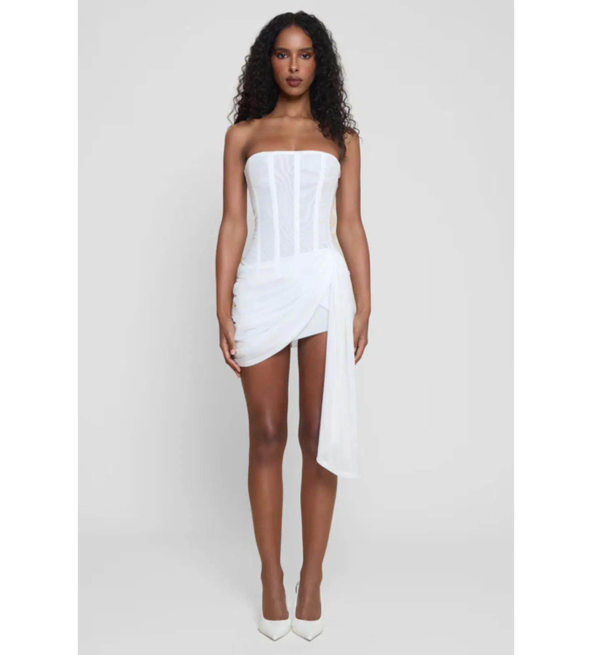 LEAU Mira Mesh Corset Dress in White Size 8 - Image 1