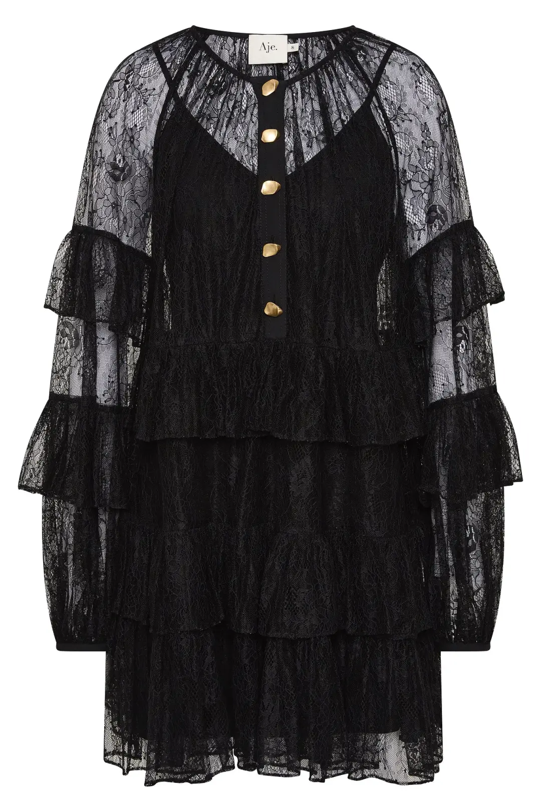 Aje Primrose Mini Dress Black Size 12/L for rent on The Volte - main image