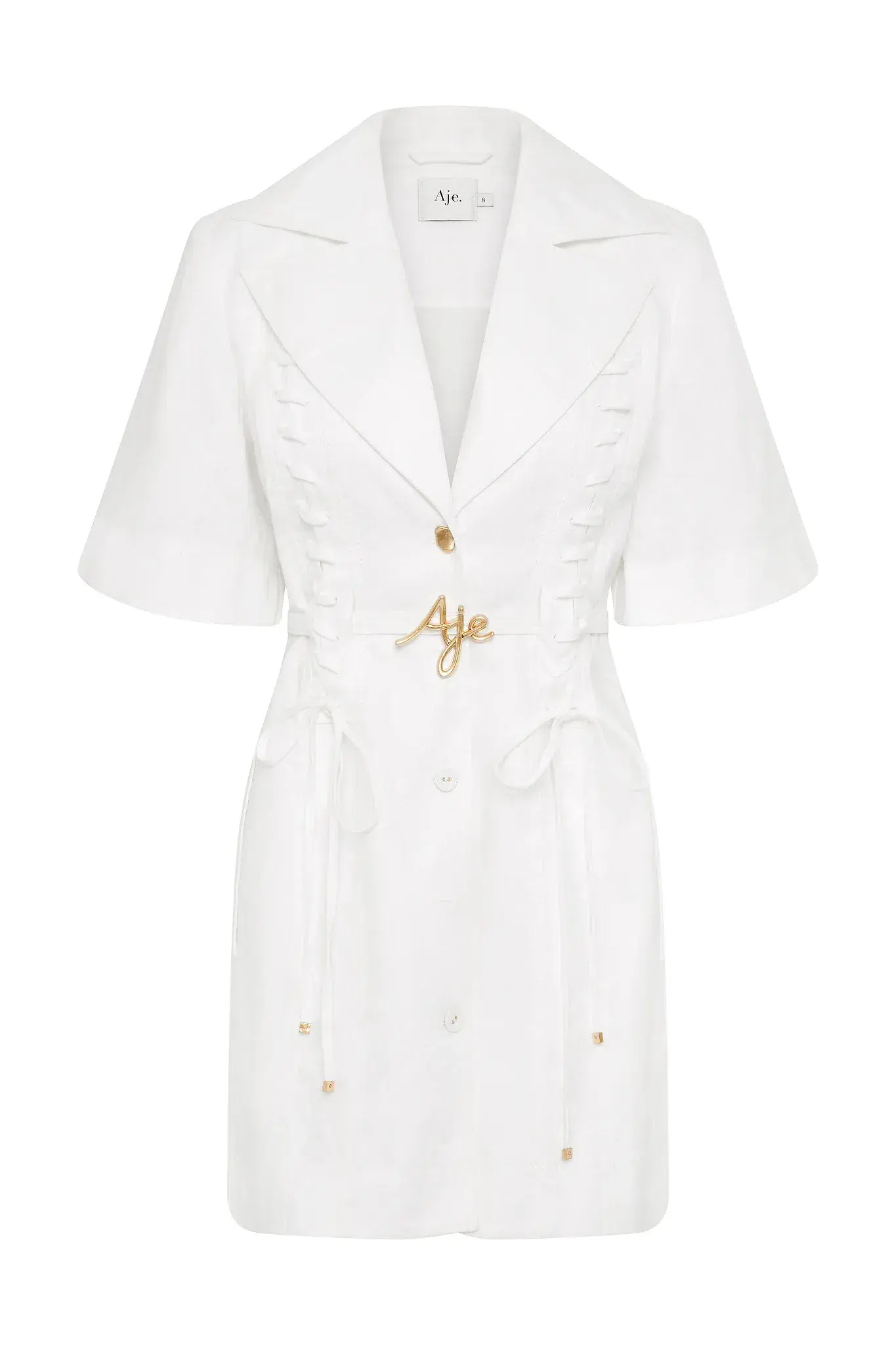 Aje Ana Mini Dress Ivory Size 12 - Image 5