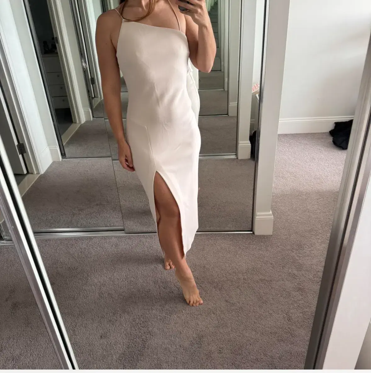 Bec & Bridge Dominique Asymmetric Midi Dress Vanilla Size AU 10 - Image 1