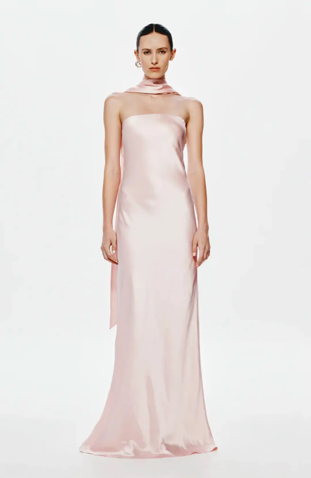 Misha Lilia Satin Maxi Dress in Rosewater Size 8/S for rent on The Volte - main image