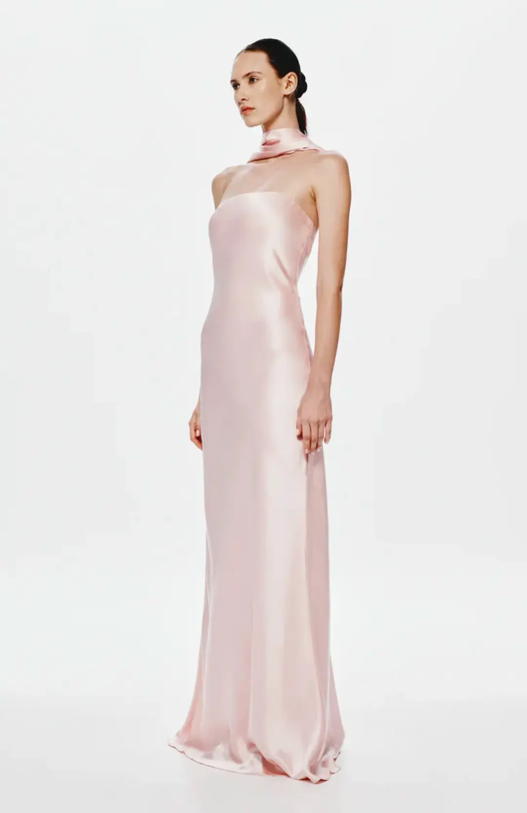 Misha Lilia Satin Maxi Dress in Rosewater Size 8/S for rent on The Volte - main image