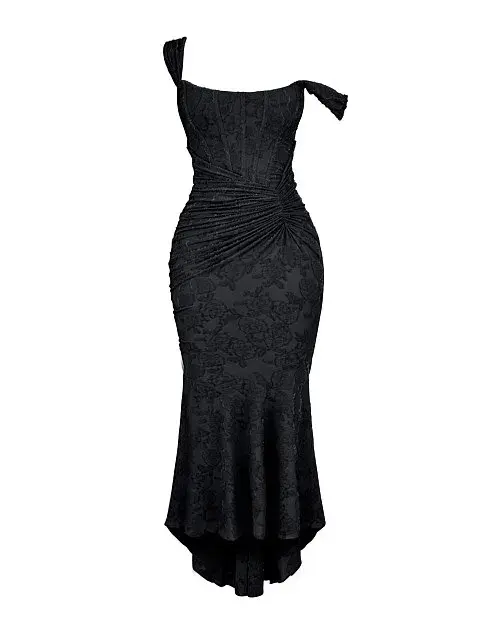House of CB Cesca Corset Ruched Maxi Dress Black Size XS / AU 6 - Image 5