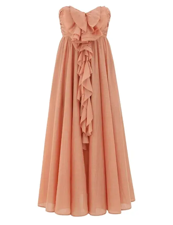 Zimmermann Acacia Ruffle Tan Maxi Dress Size AU 10 - Image 4