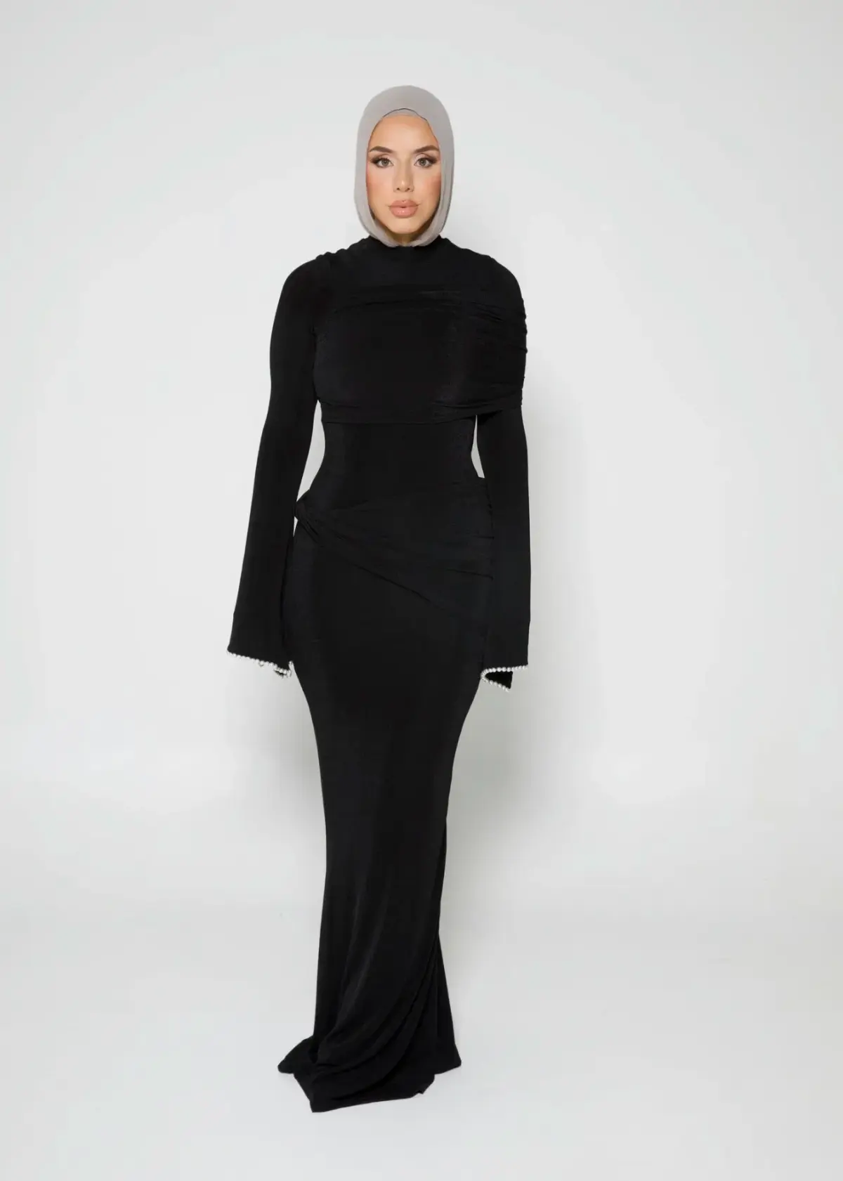 Alaía Muse Luna Pearl Sleeve Maxi Dress Black Size S / AU 8 - Image 5