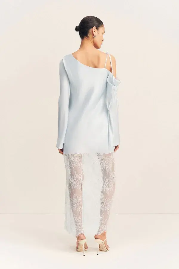Shona Joy Labyrinth Lace Long Sleeve Maxi Dress Pale Blue Size 14 - Image 4