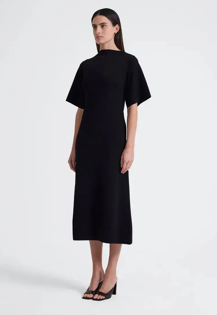 Jac + Jack Write Midi Dress Black Size AU 6 - Image 3