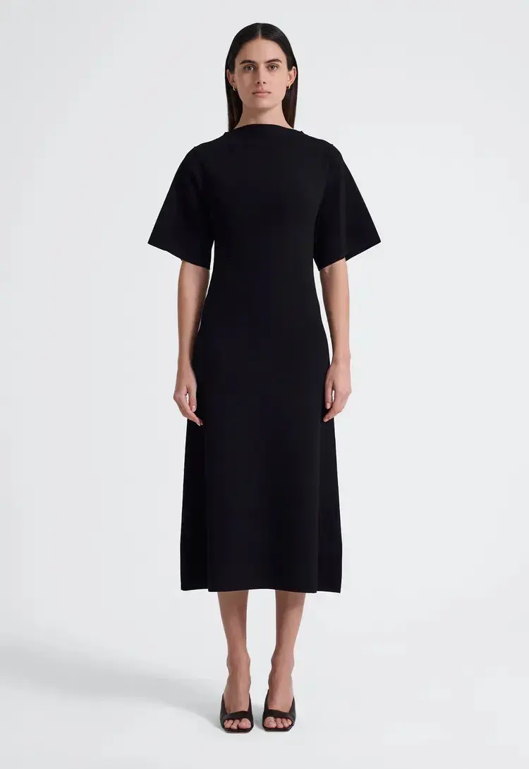 Jac + Jack Write Midi Dress Black Size AU 6 - Image 1
