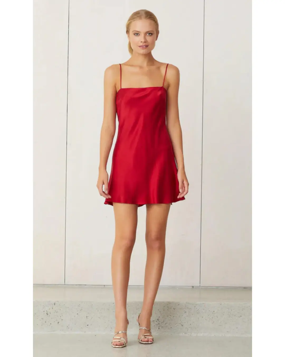 Bec & Bridge Classic Silk Mini Dress Crimson Size AU 8 for rent on The Volte - main image