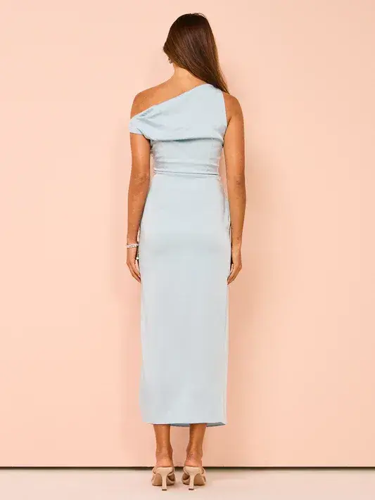 Bec & Bridge Rochelle Asym Midi Dress in Dolphin Blue Size AU 8 for rent on The Volte - main image