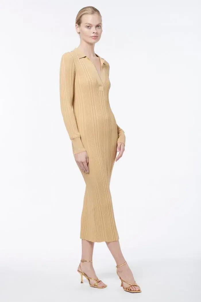 Manning Cartell Split Screen Knit Dress Nude Size AU 8 - Image 1