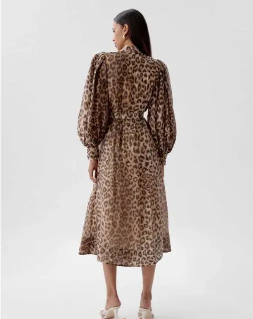 Aje Isabella Leopard Print Midi Shirt Dress in Brown Size AU 16 for rent on The Volte - main image