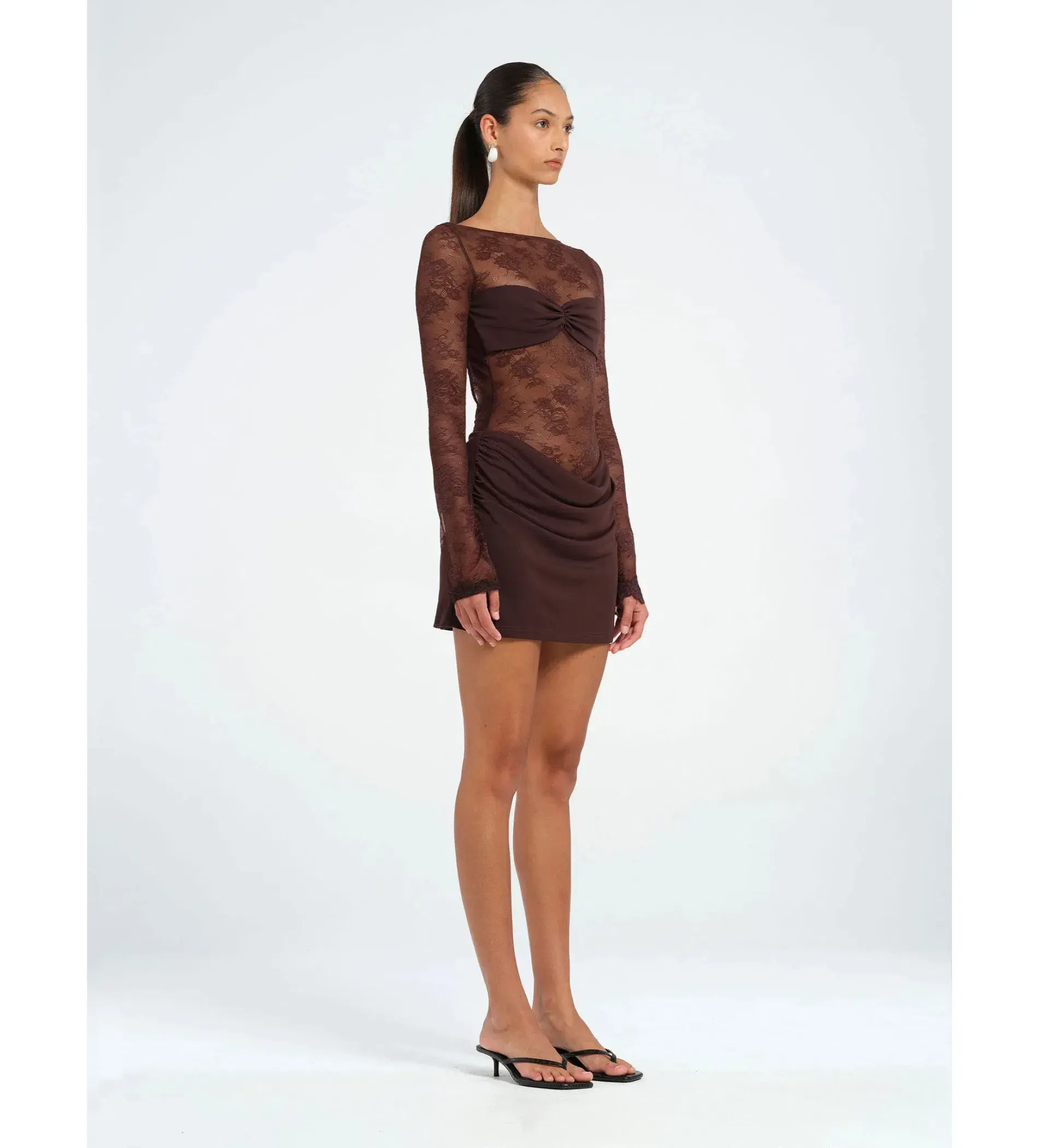 BENNI Oskar Mini Dress in Brown Size 8 - Image 2
