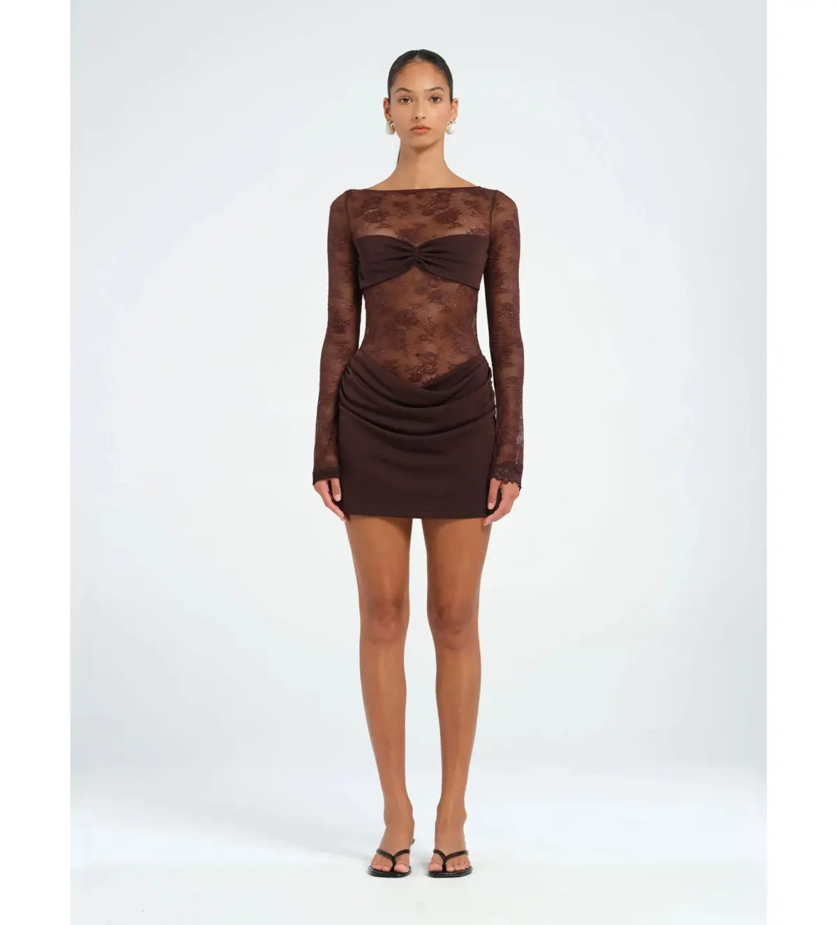 BENNI Oskar Mini Dress in Brown Size 8 - Image 1