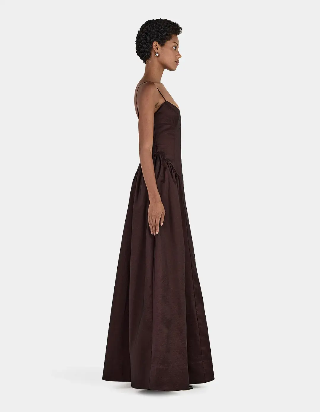 Hansen and Gretel Bellini Taffeta Floor Length Gown in Chocolate Brown Size 6/XS for rent on The Volte - main image