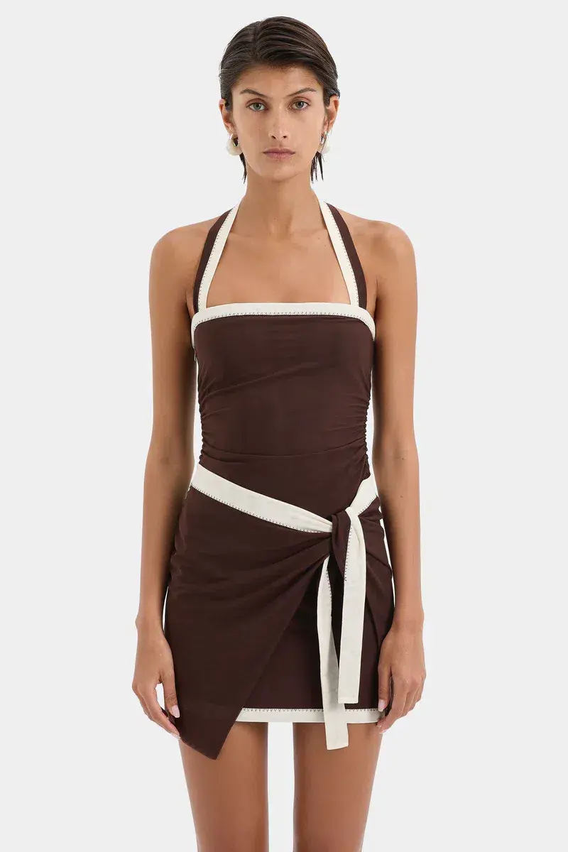 Sir the Label Jacques Mini Dress Chocolate  Size 10  - Image 4