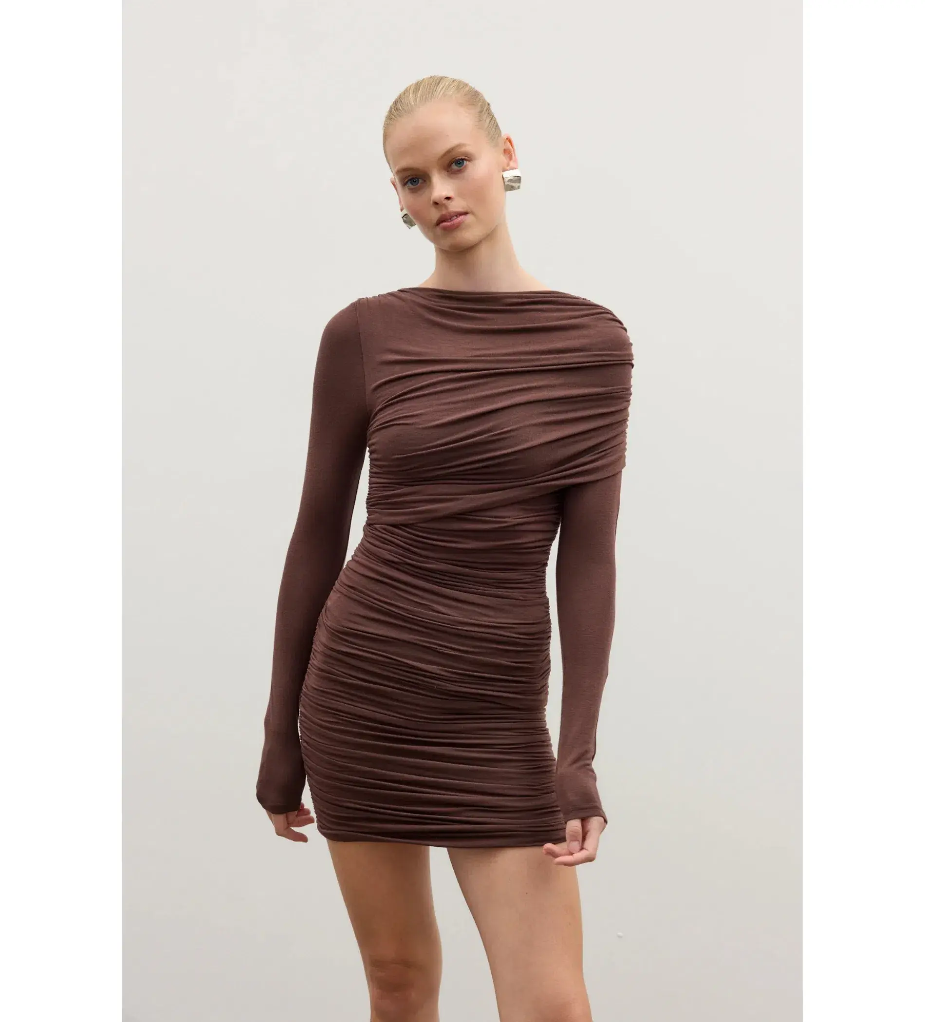 Bayse Kai Mini Dress Chocolate Size XS/AU 6 - Image 2
